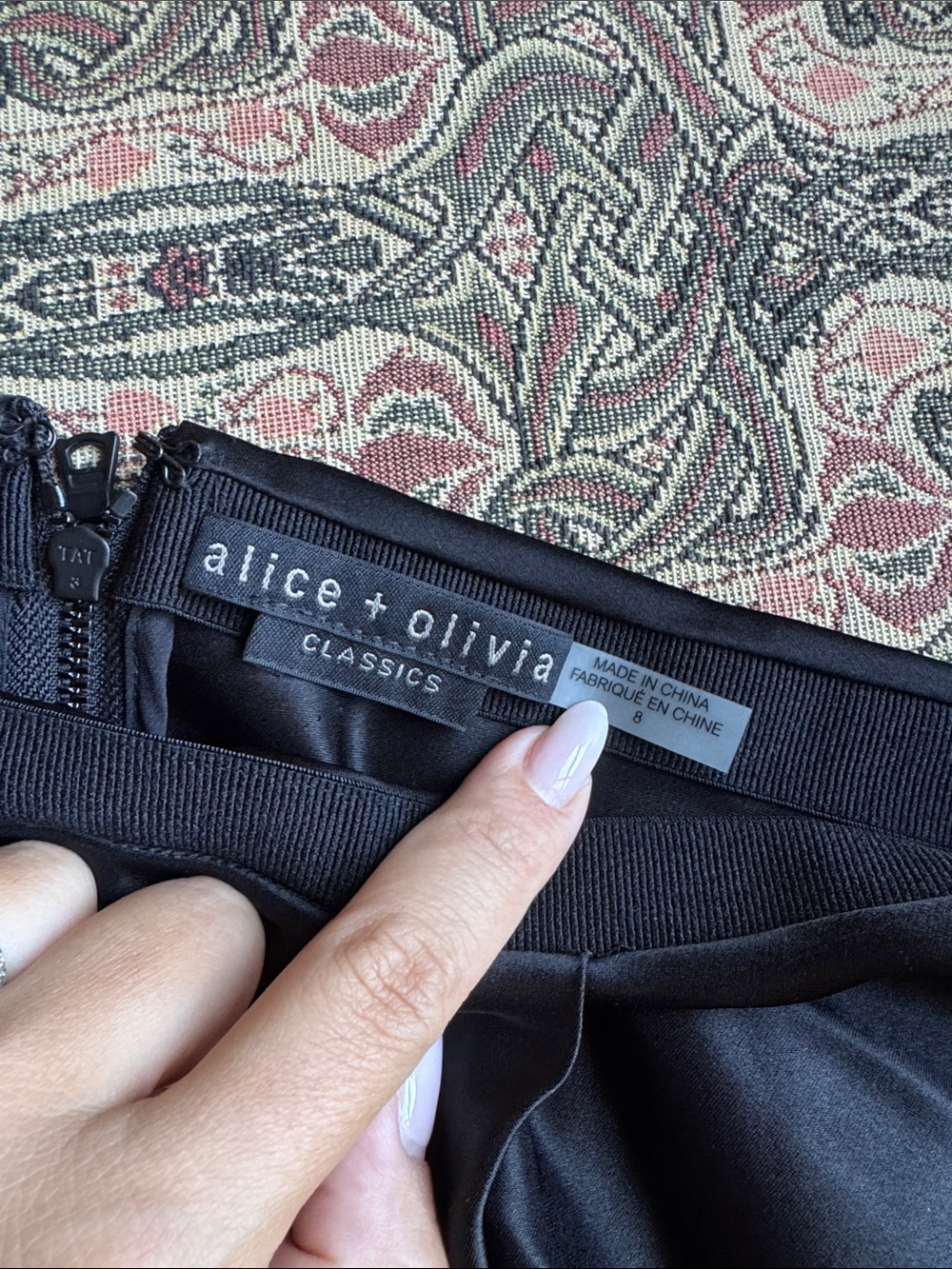 Alice + Olivia Black Asymmetrical Satin Midi Skirt - Picture 3 of 4